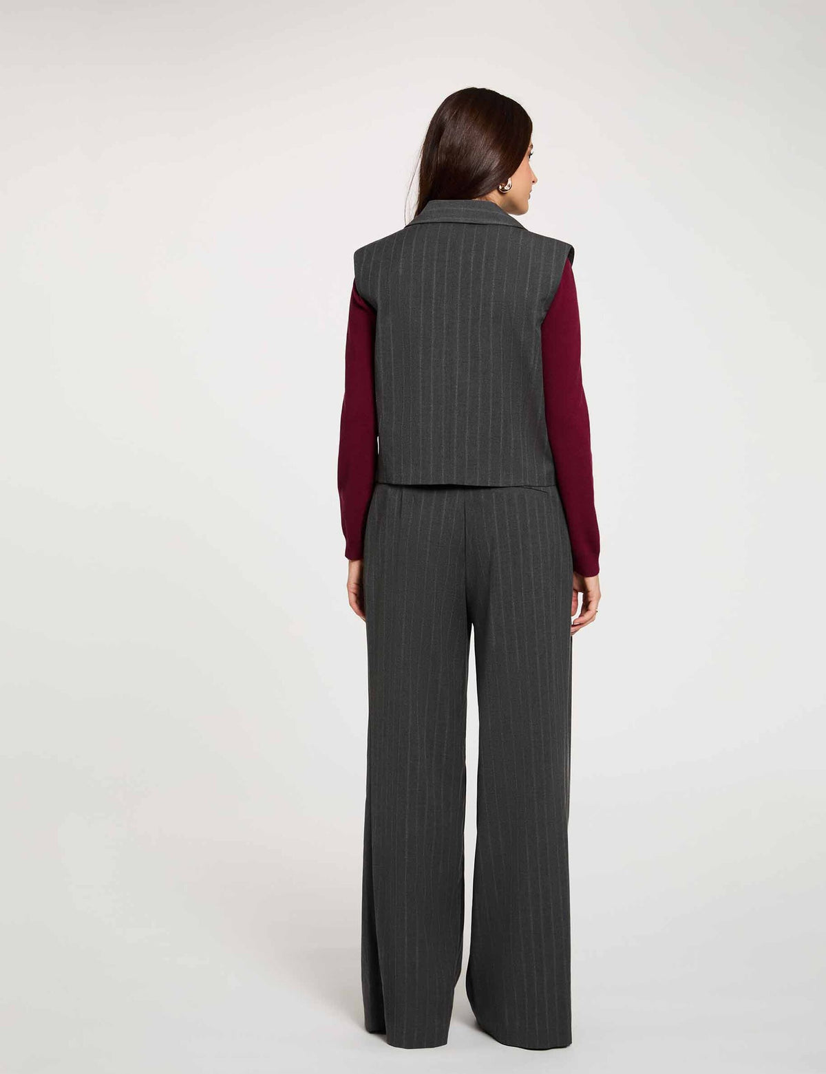 gilet morgan de toi grigio- con pantaloni-dietro
