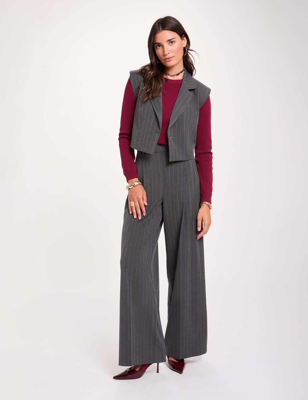 gilet morgan de toi grigio- con pantaloni