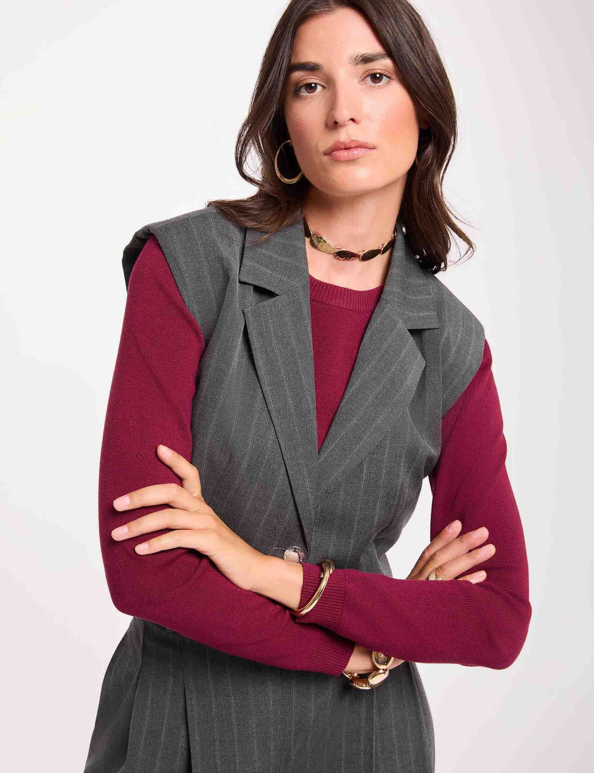 gilet morgan de toi grigio-frontale